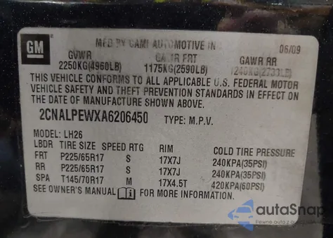 2010 Chevrolet Equinox Lt из США, поврежденный, VIN 2CNALPEWXA6206450